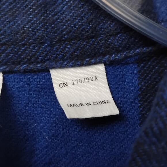 Cheap Monday Flannel Shirt Dress Medium Blue and Black Long Sleeve Button Down - Picture 5 of 11